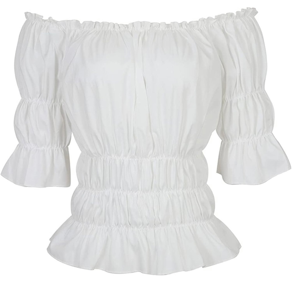 Women Off The Shoulder Top Renaissance Blouse Pirate Shirt Short Sleeve Shirt